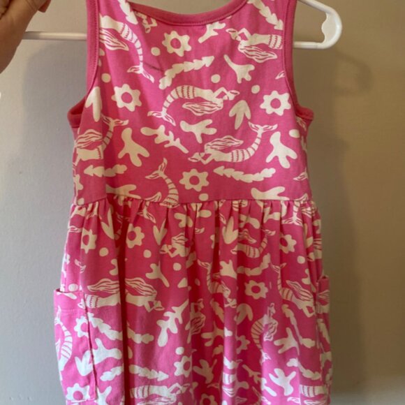 Hanna Anderson Sleeveless Print Pocket Dress, Merry Mermaids On Pink Flash, 2 - Picture 3 of 4